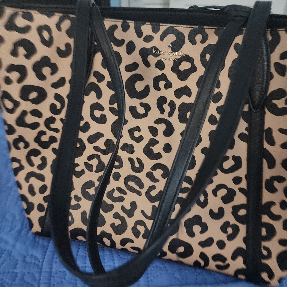 kate spade Leopard-Print Tote in Beige and Black - Picture 2 of 6